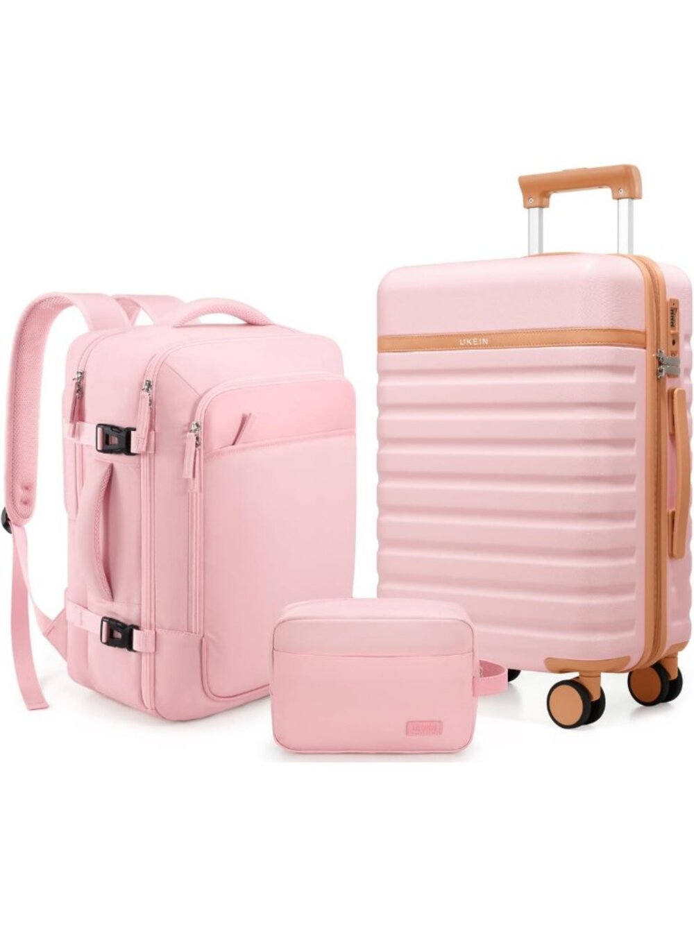 3-Piece Luggage Set - 20" Carry-On Suitcase & Backpack, Travel Essentials